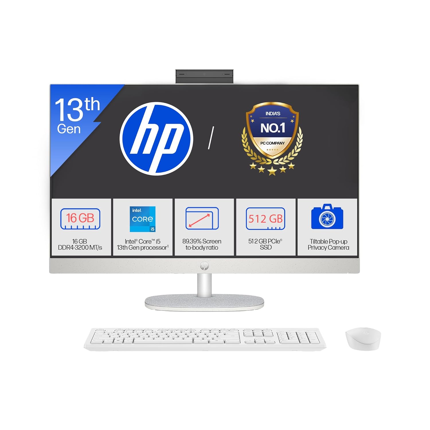 hp aio, 13th gen intel core i5/16gb ddr4/512gb ssd/ shell white